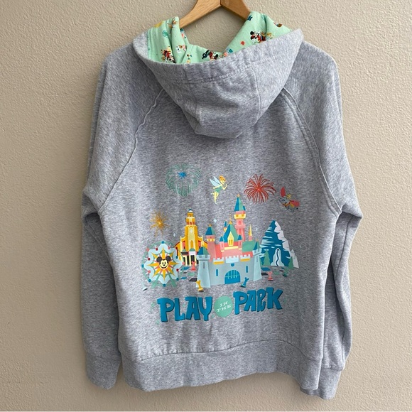 Disney Resorts Womens XL Gray Embroidered Graphic Zip up Hoodie with Drawstrings - Picture 8 of 13